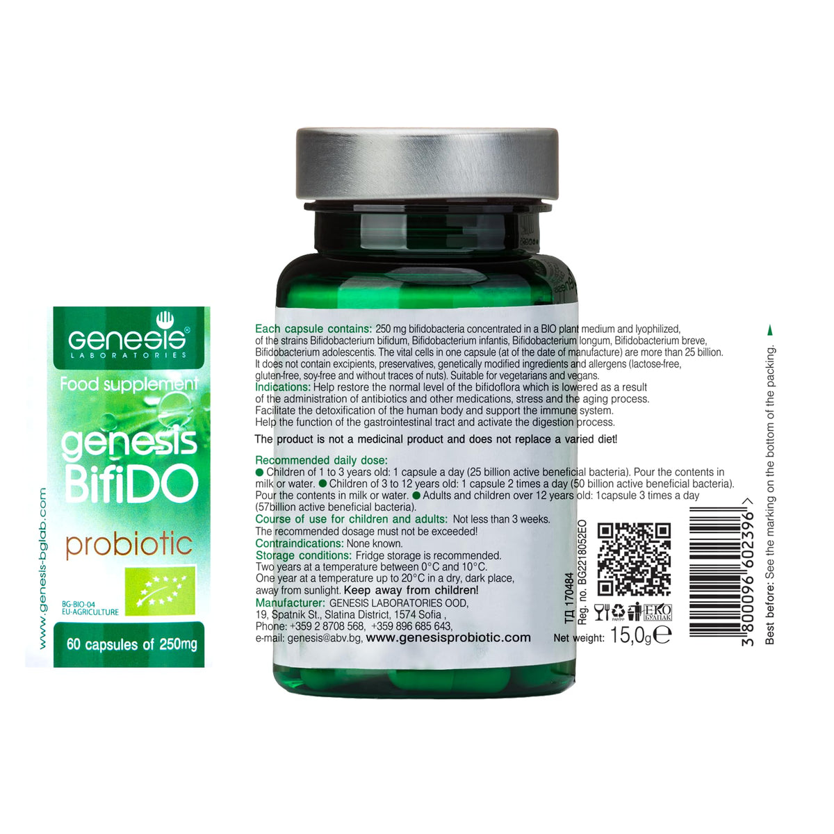 Genesis LABORATORIES Bifido Bio Probiotic 250 mg - 60 Capsules - image 3