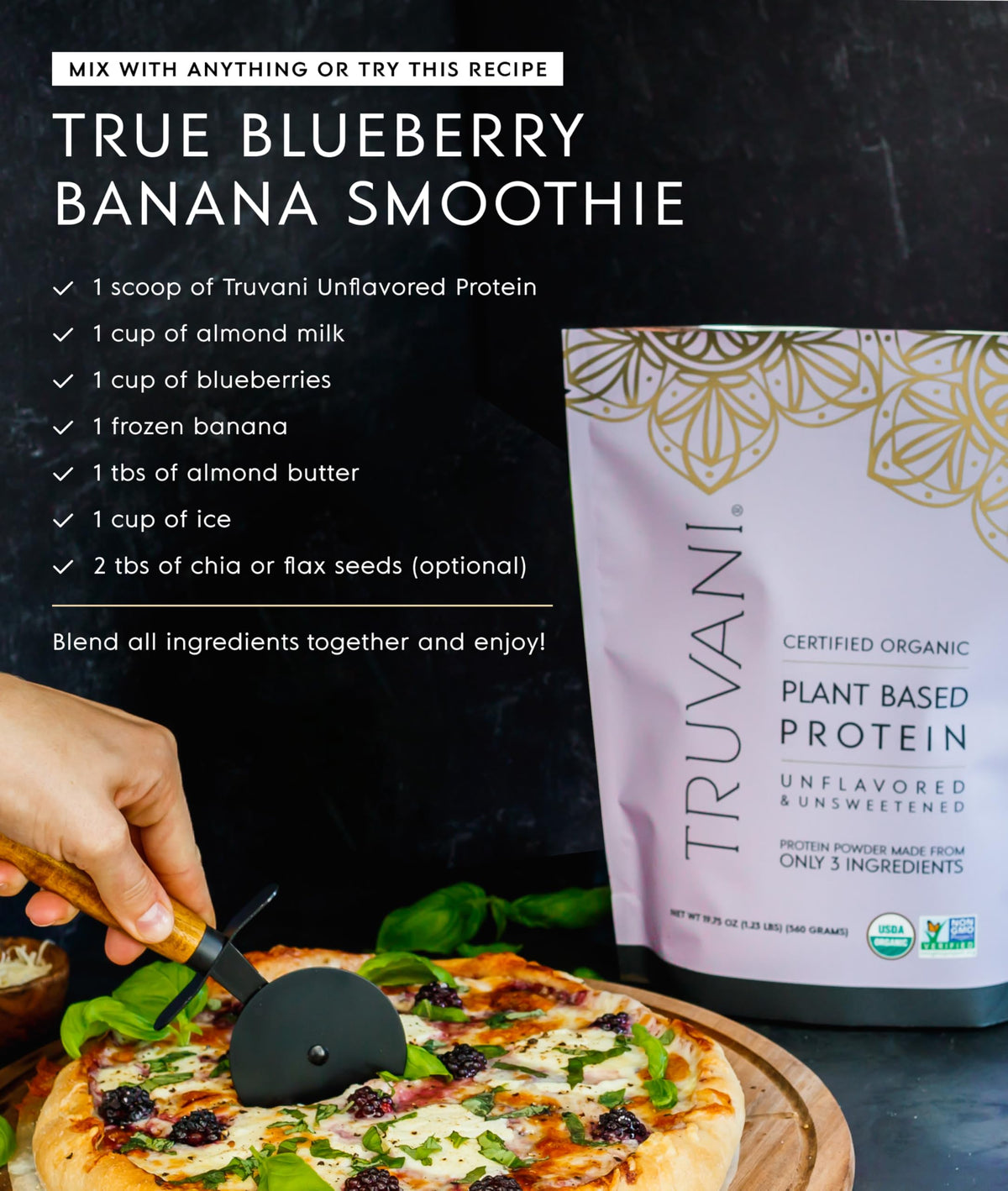 Truvani Organic Plant Based Protein Powder