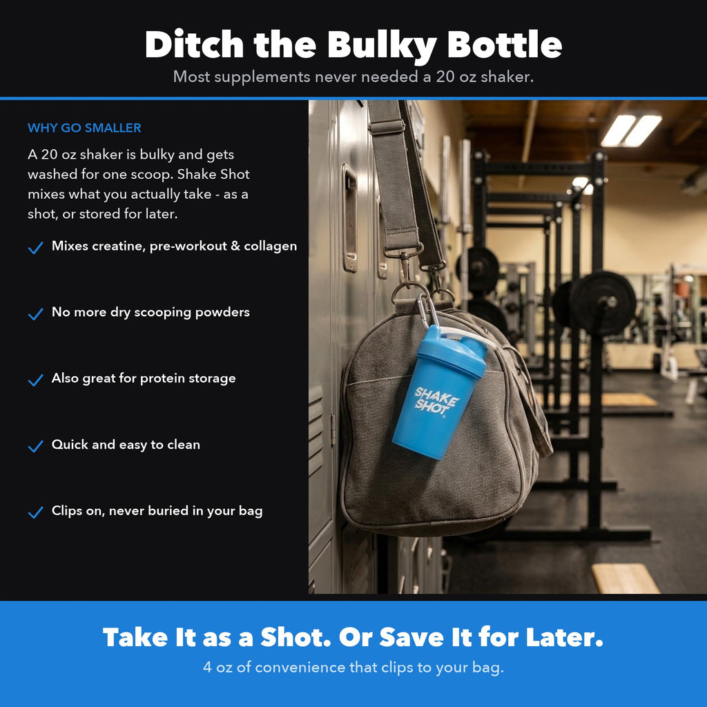 Shake Shot - 4oz (120ml) Mini Shaker Bottle for Pre Workout