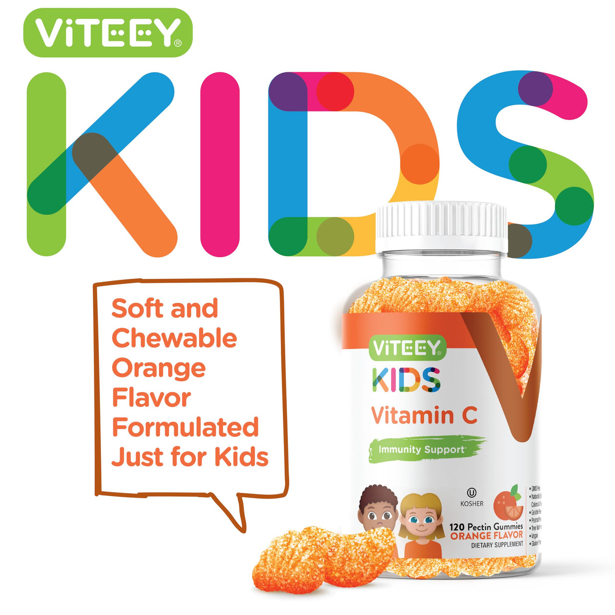 Viteey Kids Vitamin C Gummies Orange Flavored - 120 Gummies - image 2