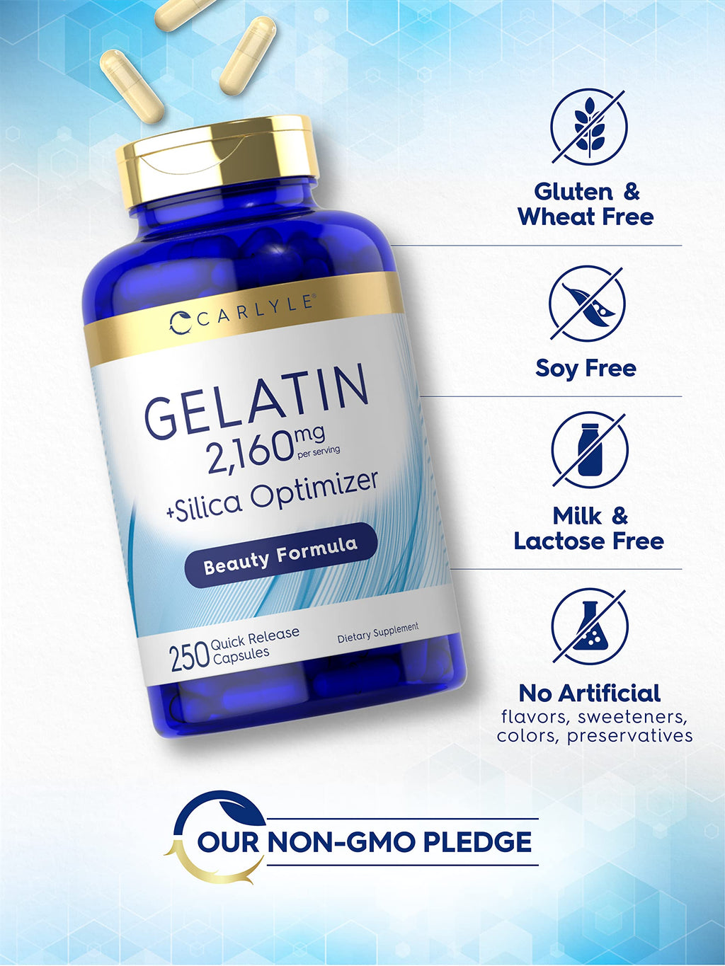 Carlyle Gelatin Capsules with Silica Optimizer - 250 Count - image 4