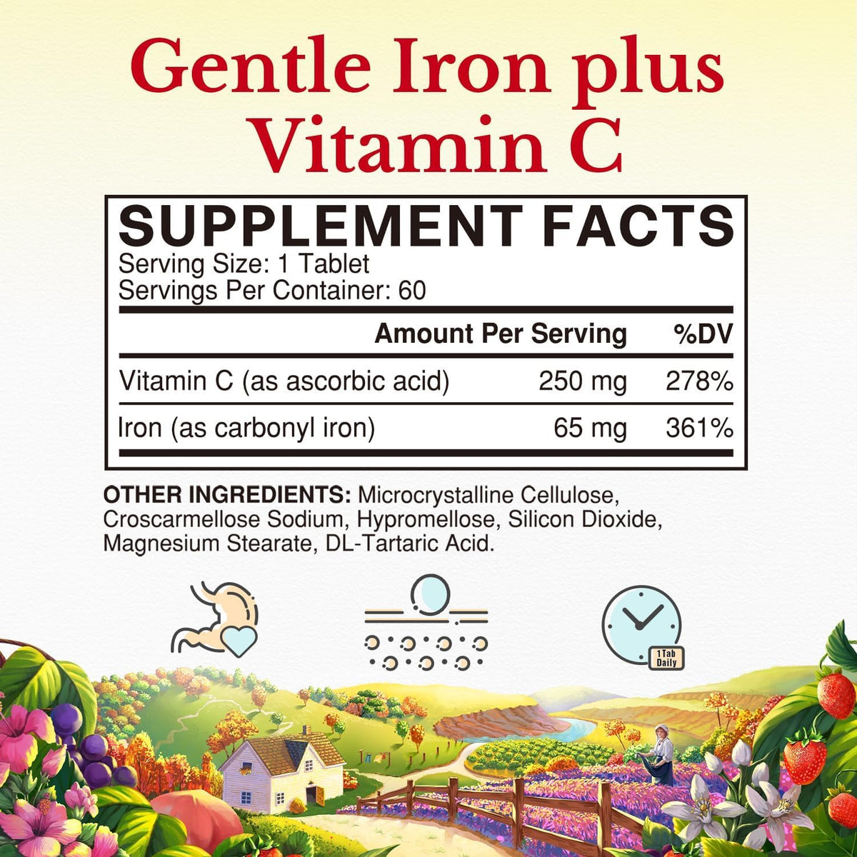 Vitalitown Iron Supplement 65mg with Vitamin C - 60 Tablets - image 4