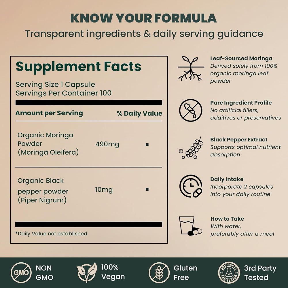 EVARA Moringa 100% Pure, Organic Moringa Leaf