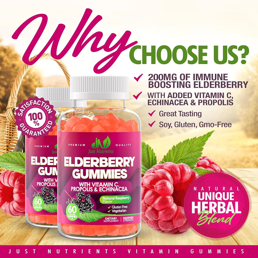 Just Nutrients Elderberry Gummies with Vitamin C & Echinacea - 60 Gummies - image 2