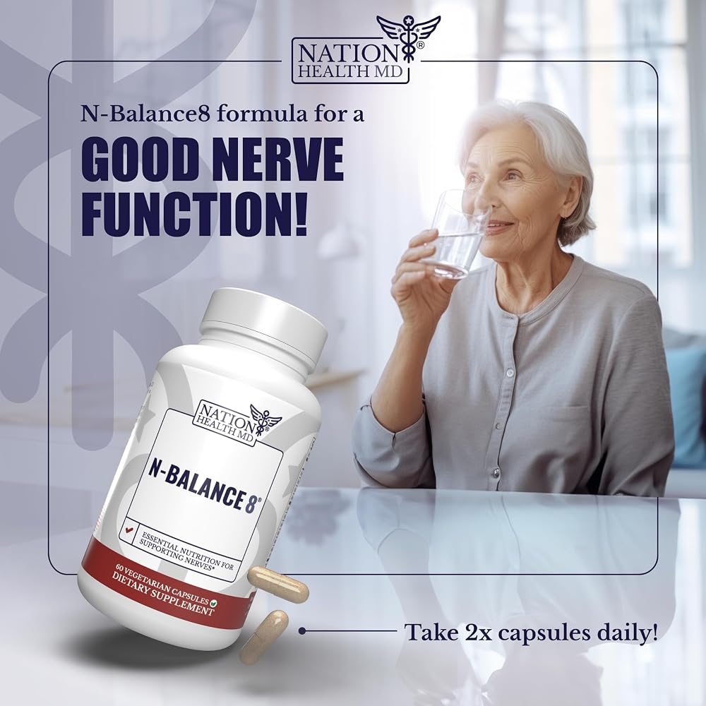 NATION HEALTH MD N-Balance 8 Nerve Support Supplement - 120 Capsules - image 4