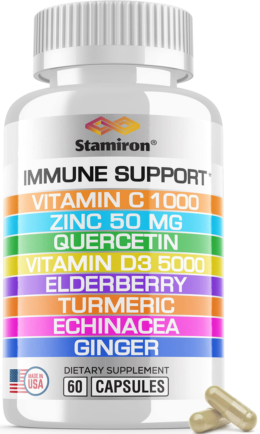 Stamiron 8-in-1 Immune Support with Zinc & Vitamin D3 - 60 Capsules