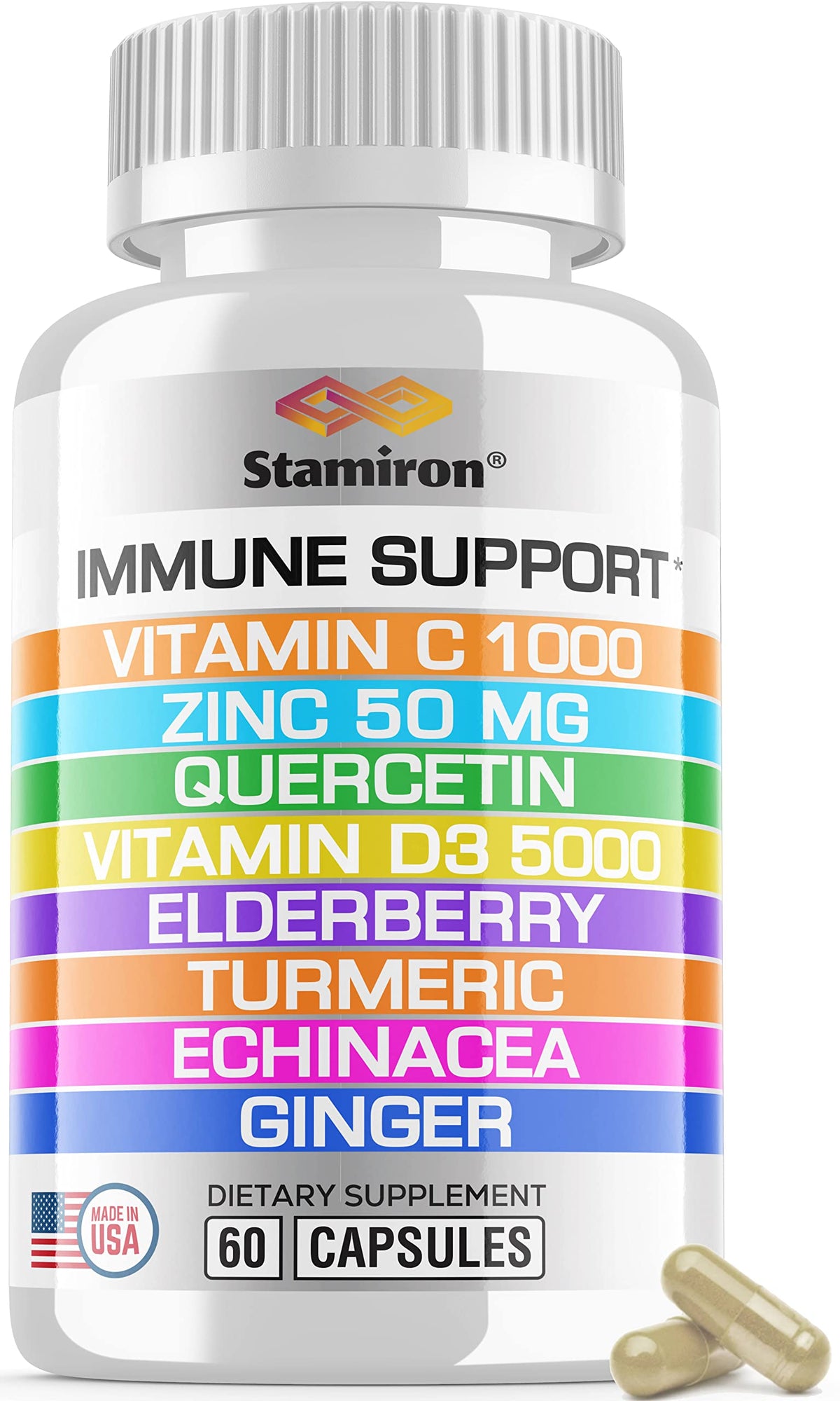 Stamiron 8-in-1 Immune Support with Zinc & Vitamin D3 - 60 Capsules
