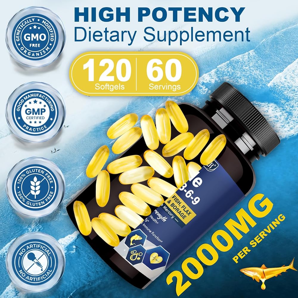 DRFOSTER Triple Omega 3-6-9 Fish Oil 2000mg with Vitamin E - 120 Softgels - image 7
