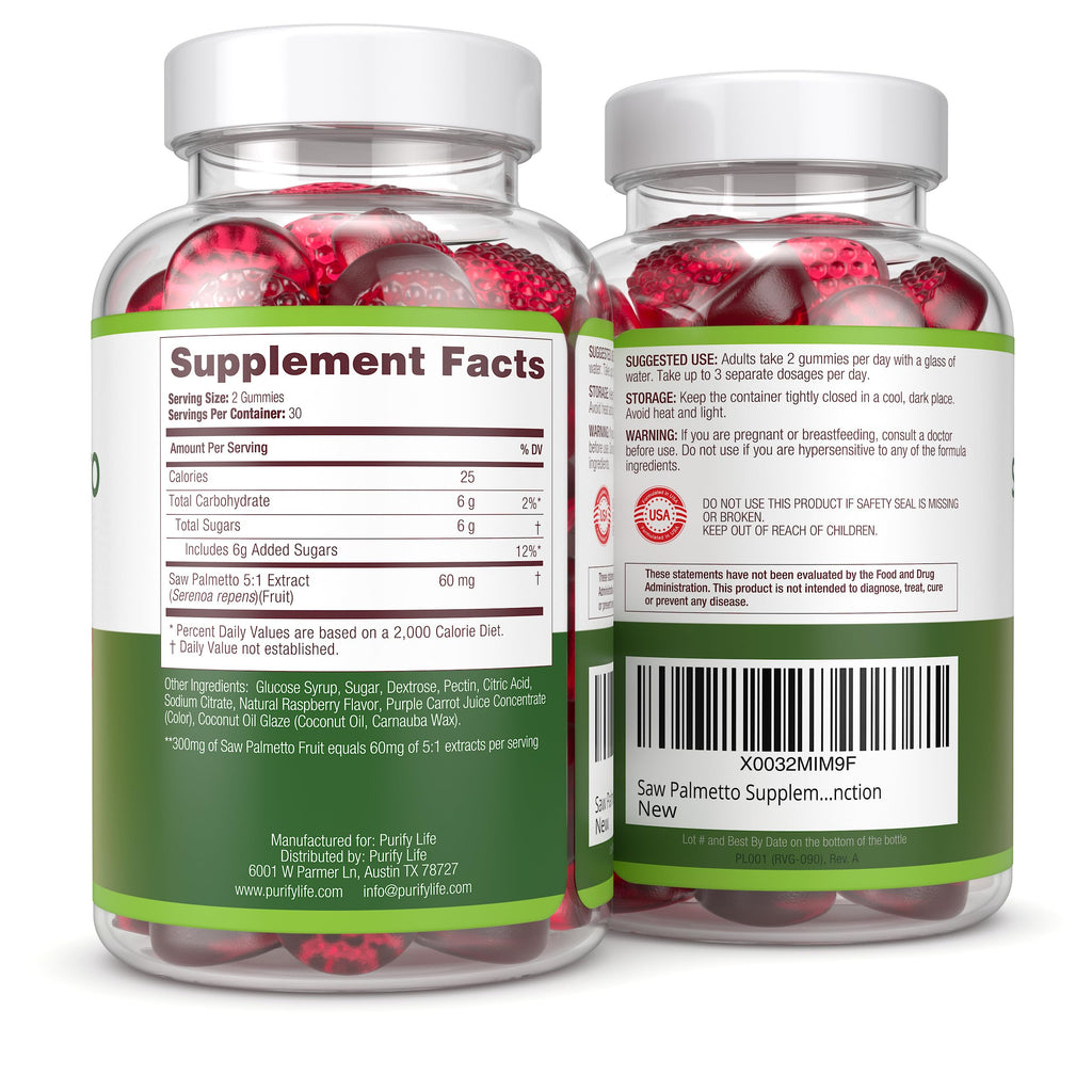 Purify Life Saw Palmetto Gummies for Hair Growth Support - 60ct - image 4