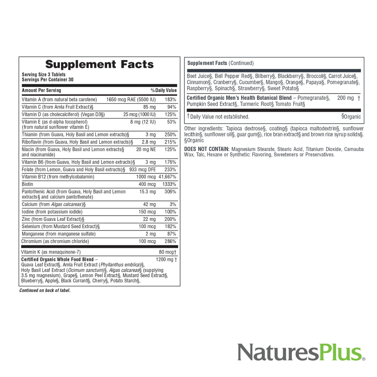 Nature's Plus Source of Life Garden Men's Multivitamin - 90 Tablets - image 5