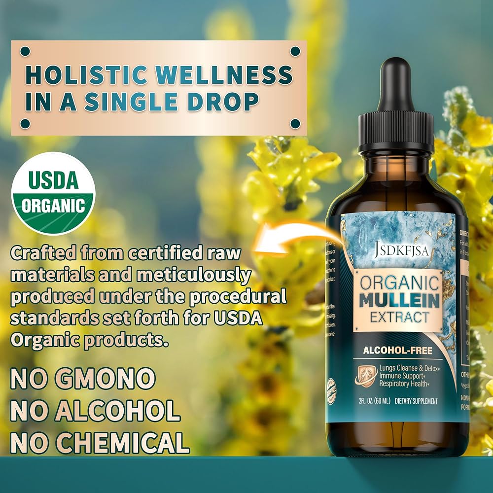 JSDKFJSA Mullein Leaf Extract Drops for Lungs - 4 fl oz - image 2