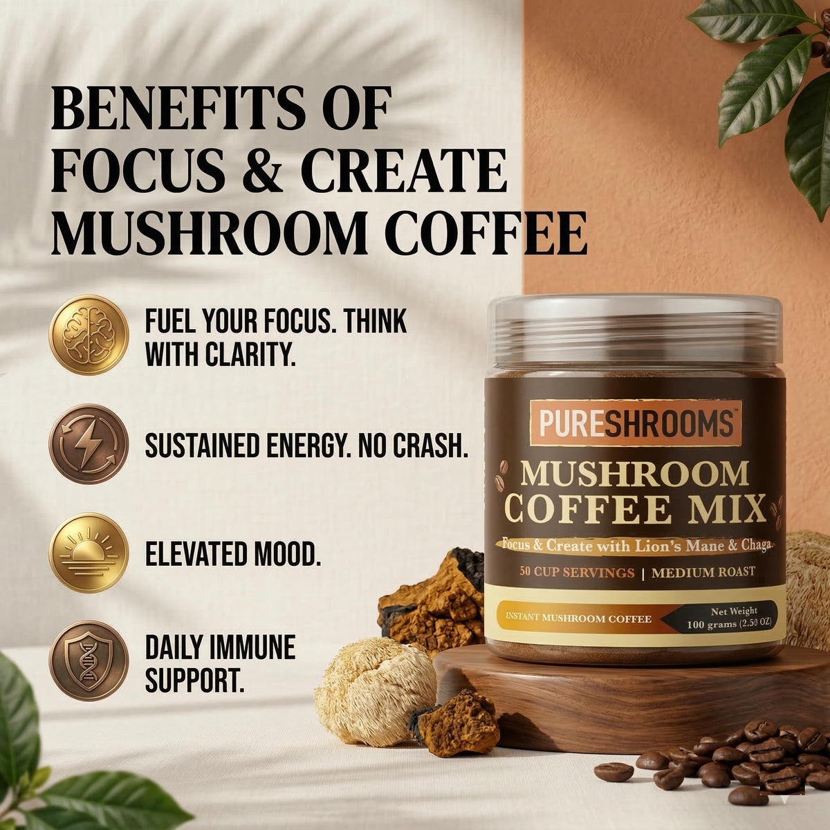 Pure Shrooms Adaptogenic Coffee