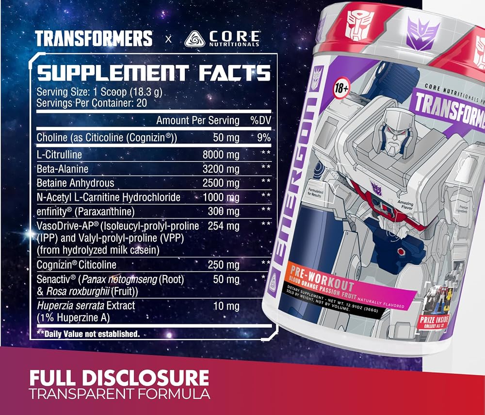 Core Nutritionals Transformers Energon Pre Workout