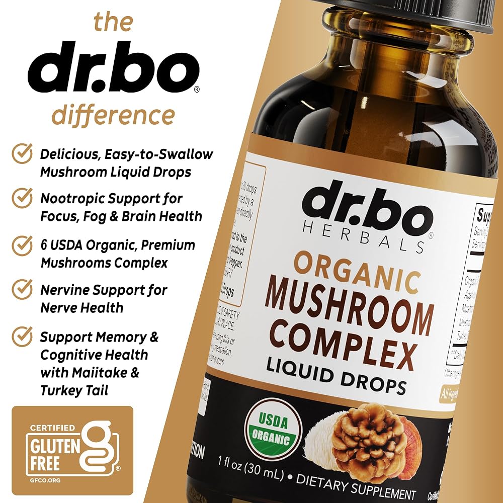 DR. BO Organic Lions Mane Mushroom Complex Liquid Drops - 1 Fl Oz - image 4