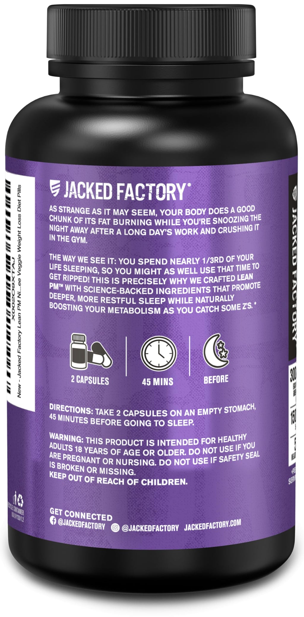 Jacked Factory Lean PM Night Time Fat Burner Sleep Aid - 120 Capsules - image 9