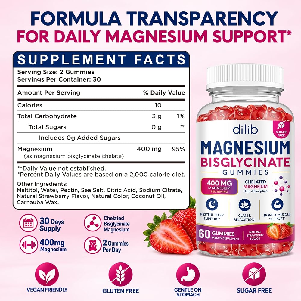 dilib Magnesium Bisglycinate Gummies - 60 Count - image 2
