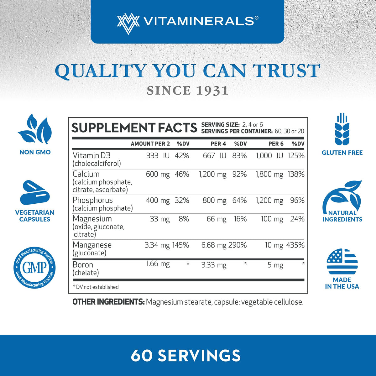 Vitaminerals 95 Primacal Bone Support Calcium Magnesium - 240 Capsules - image 3