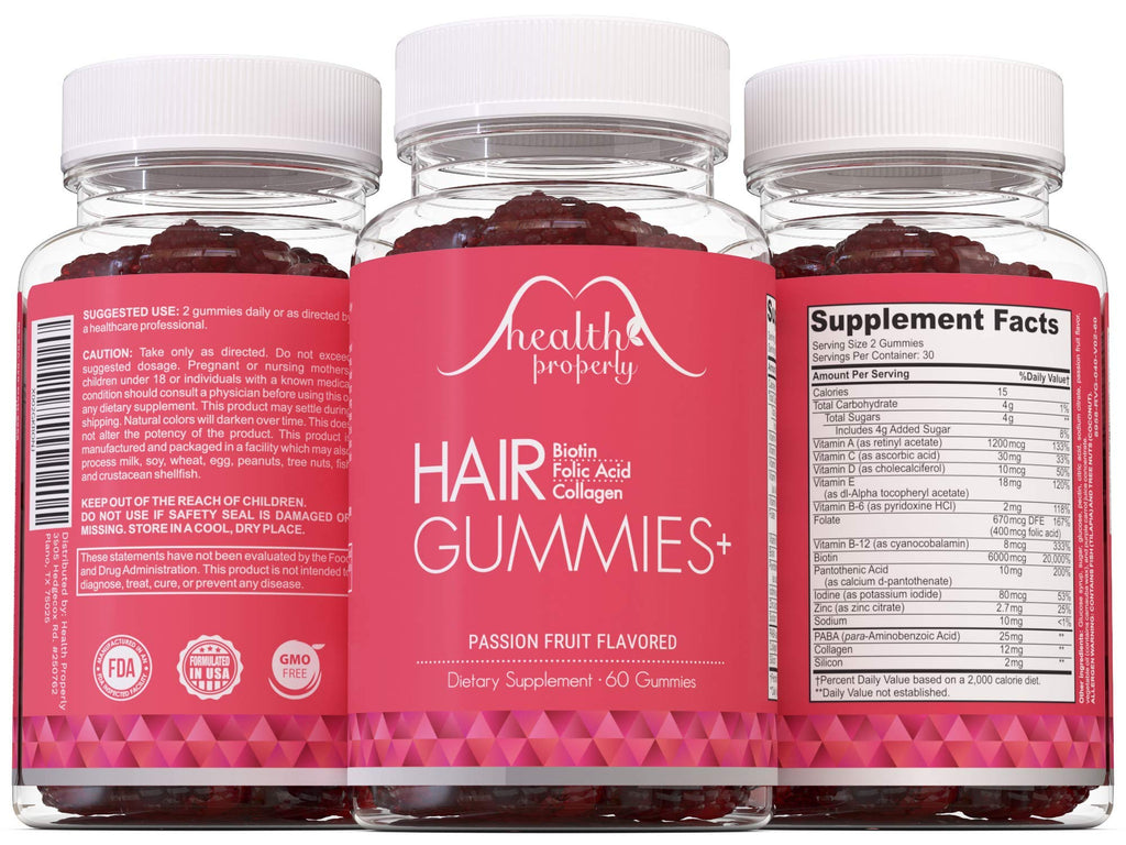 Health Properly Hair Gummies Plus with Biotin & Collagen - 60 Gummies - image 5