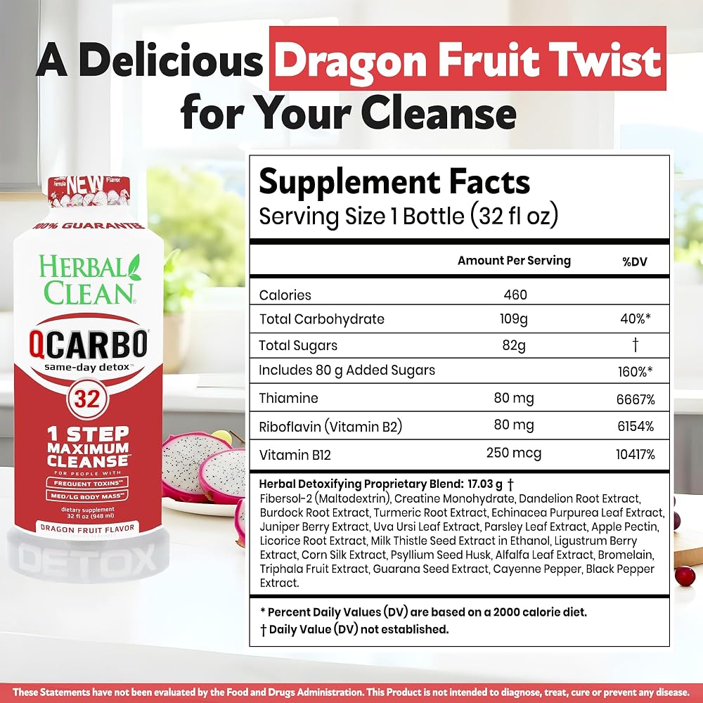 Herbal Clean Qcarbo32 Same-Day Detox Cleanse Drink (32 fl oz) - image 3