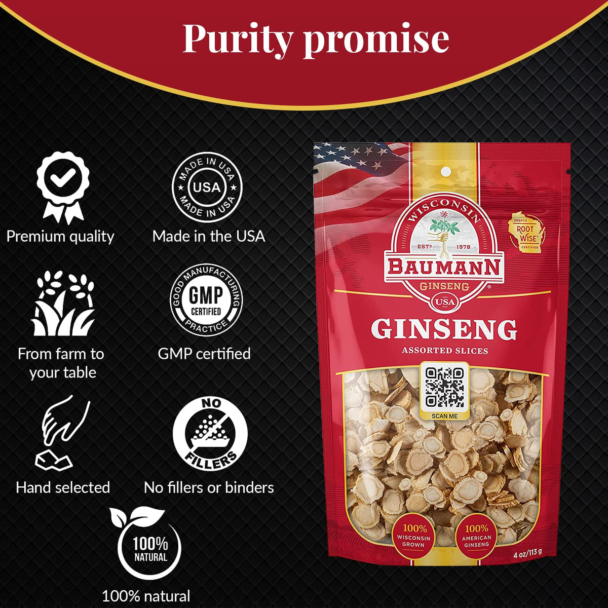 Baumann Wisconsin Ginseng Assorted Slices for Focus & Energy - 4 oz - image 5