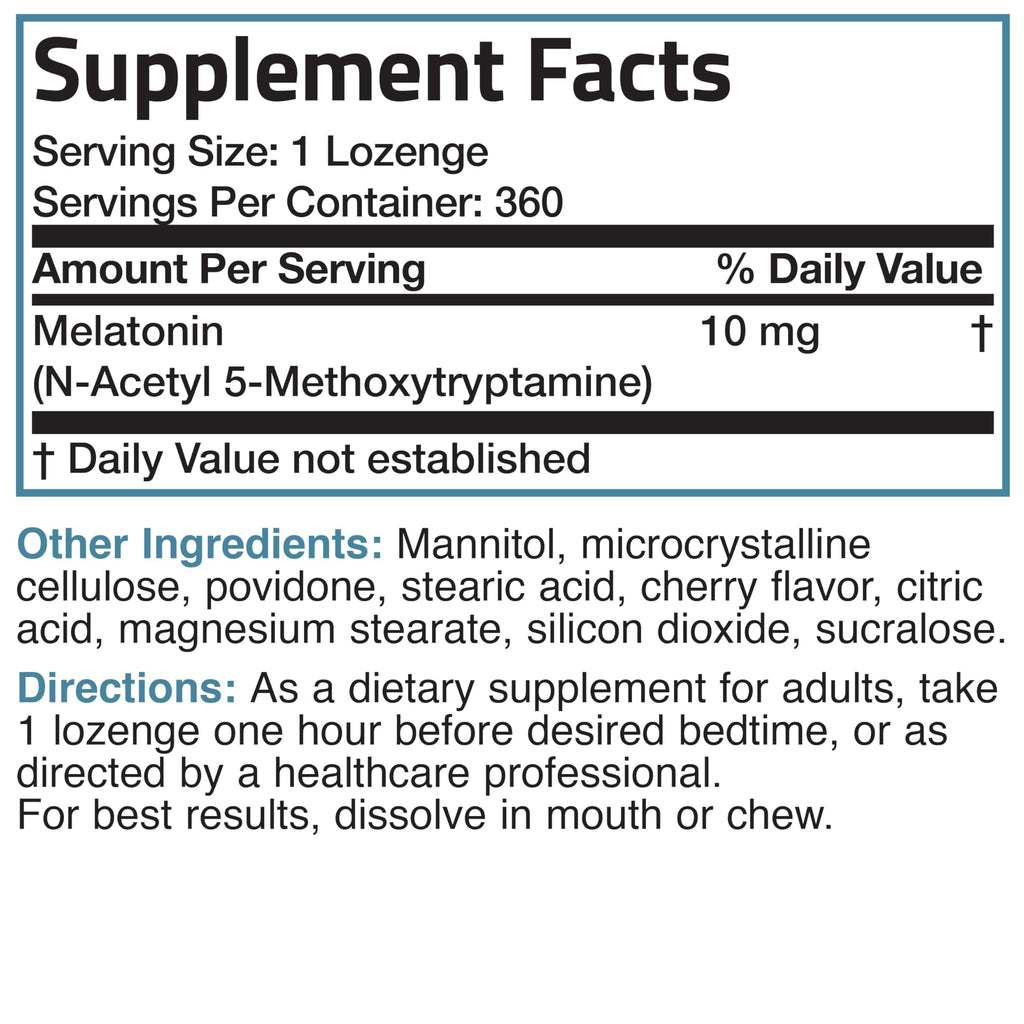 Bronson Melatonin 10mg Fast Dissolve Cherry Flavored Tablets
