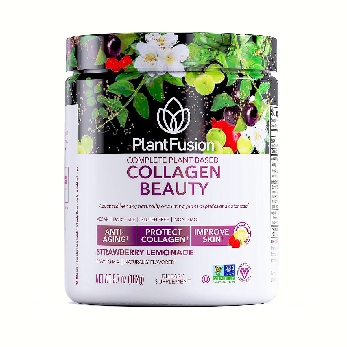 PlantFusion Vegan Collagen Beauty Powder Strawberry Lemonade - 18 Servings