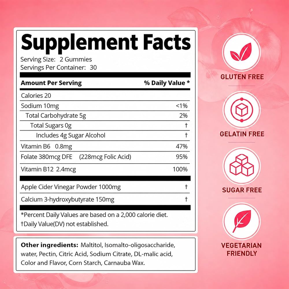 DREAVIO Apple Cider Vinegar Gummies with Mother 1000mg - 120 Count - image 2