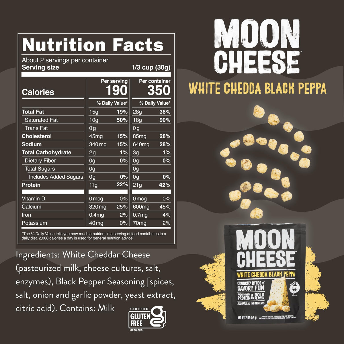 Moon Cheese White Chedda Black Peppa Cheese Bites - 3 Pack - image 3
