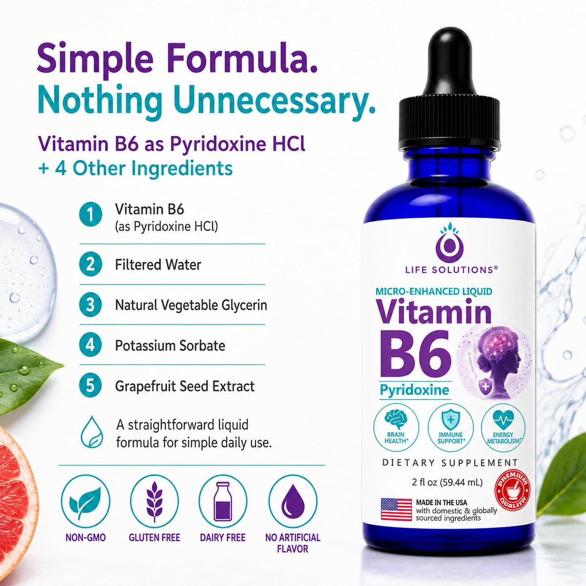 Life Solutions Vitamin B6 25mg Liquid Drops - 2 Fl Oz - image 5