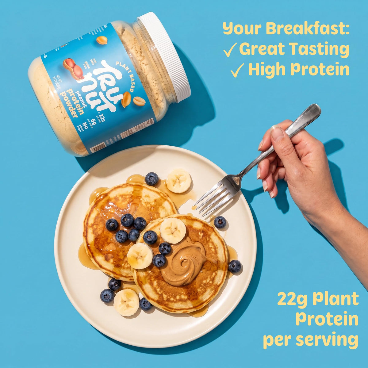 Tru-Nut Peanut Protein Powder 22g Plant Protein - 24oz Jar - image 4