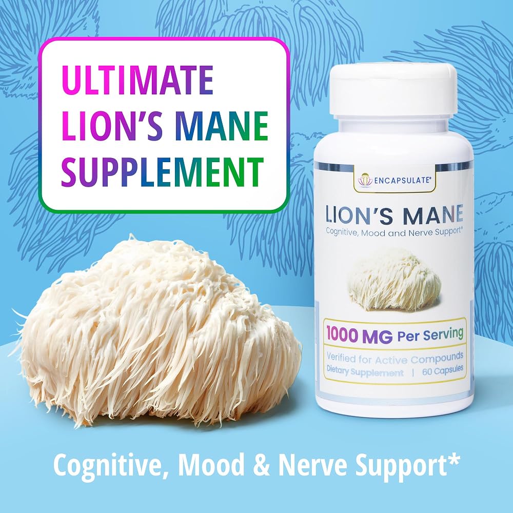ENCAPSULATE Lion's Mane Capsules 1000mg Cognitive Support - 60 Vegan Capsules - image 3
