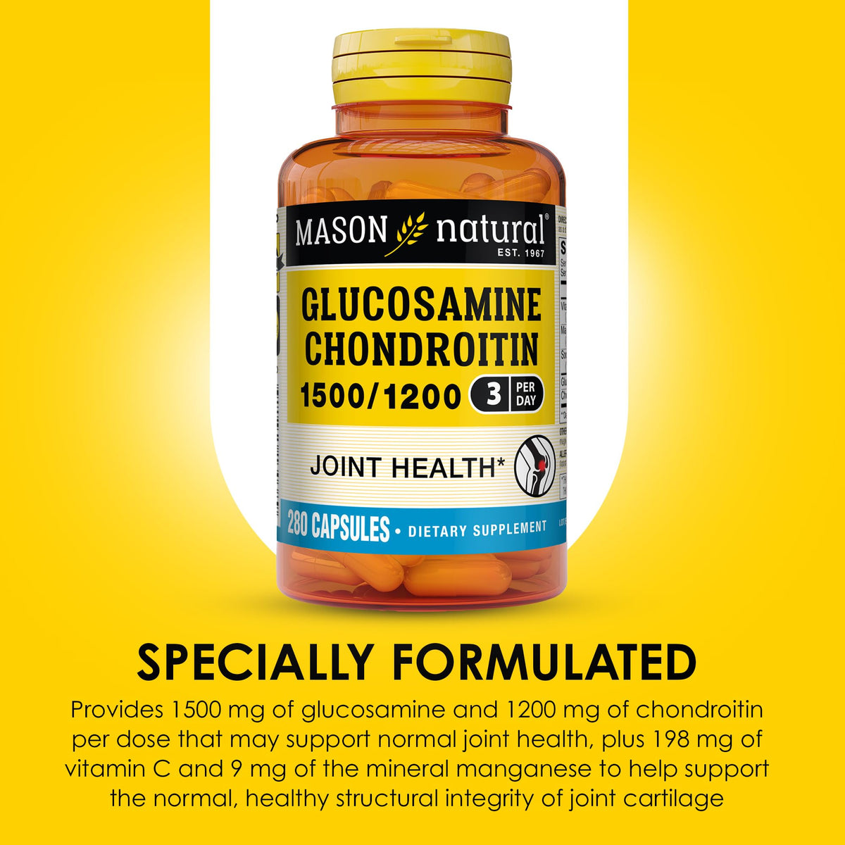MASON NATURAL Glucosamine Chondroitin 1500/1200 Joint Support - 280 Capsules - image 4