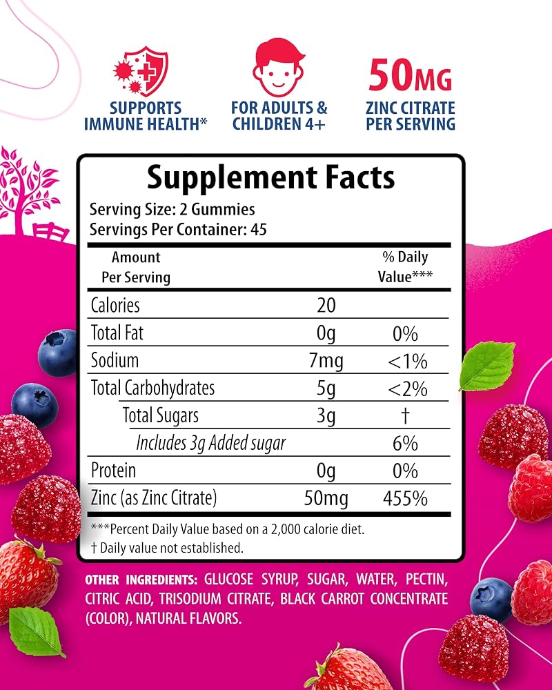 SUNNY SAM Zinc Gummies for Adults - Zinc Chewable Gummy for Immune