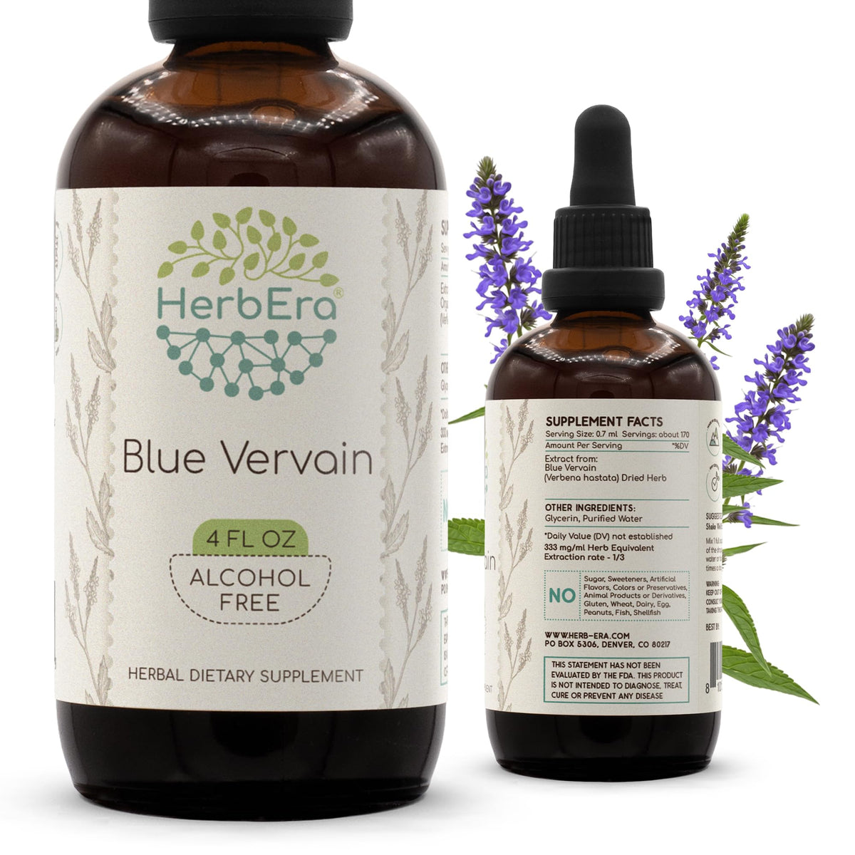HerbEra Blue Vervain Alcohol-Free Herbal Extract Tincture