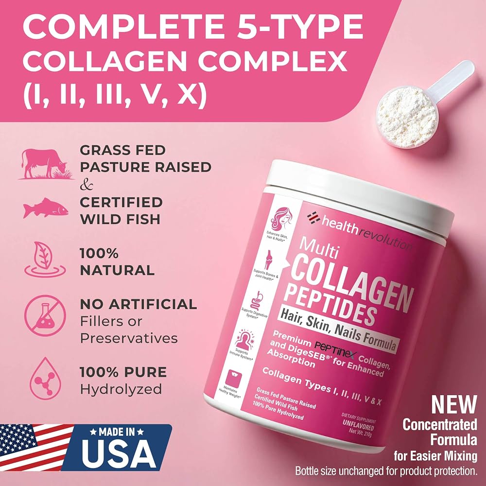 Health Revolution Multi Collagen Peptides Powder - 7.4 oz - image 2