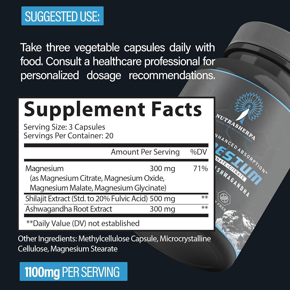 Nutrasherpa Magnesium Complex with Shilajit and Ashwagandha - 60 Capsules - image 6