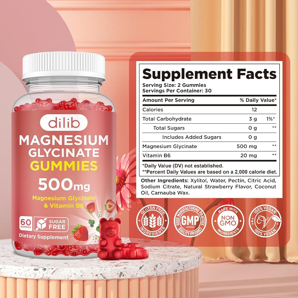 dilib Magnesium Glycinate Gummies 500mg Magnesium Supplement