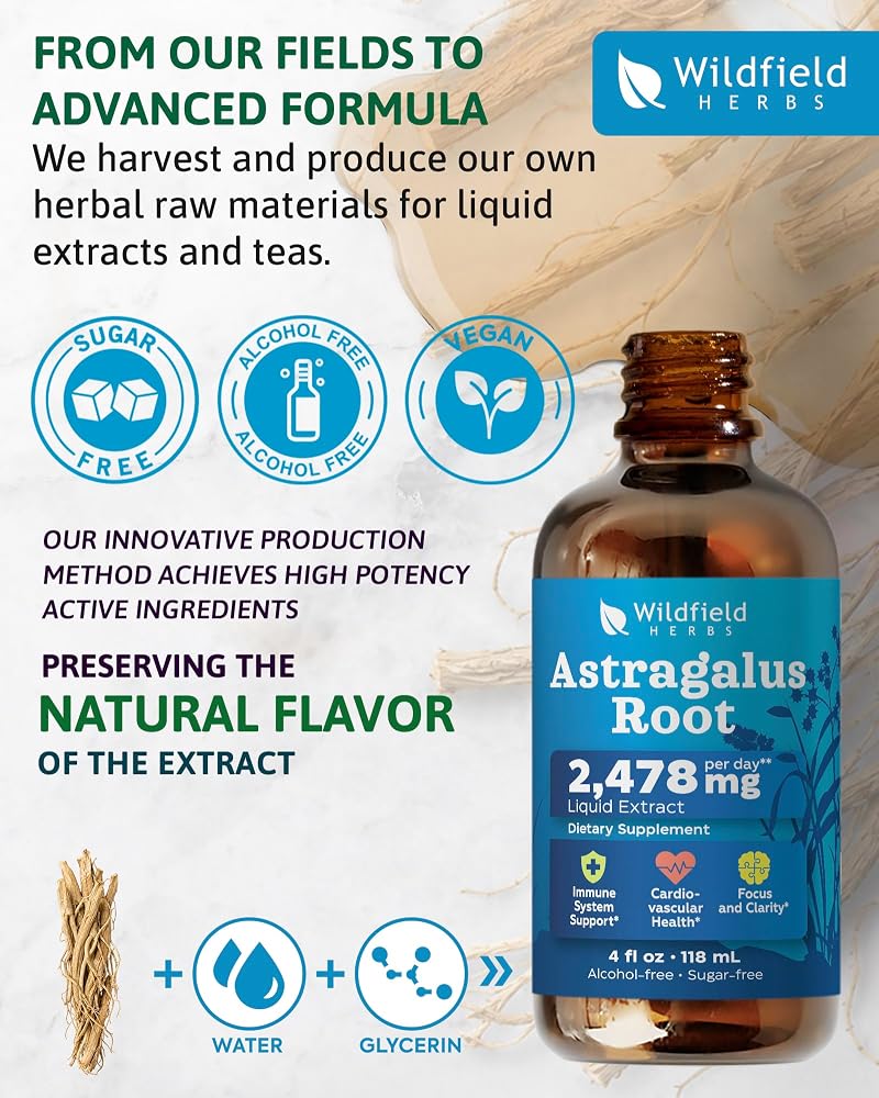 4 Oz Astragalus Root Extract Liquid Drops - Immune System & Natural Defense Support** | 2 Month Supply | - Made in USA - Astragalus Root Supplement - Alcohol & Sugar Free - image 4