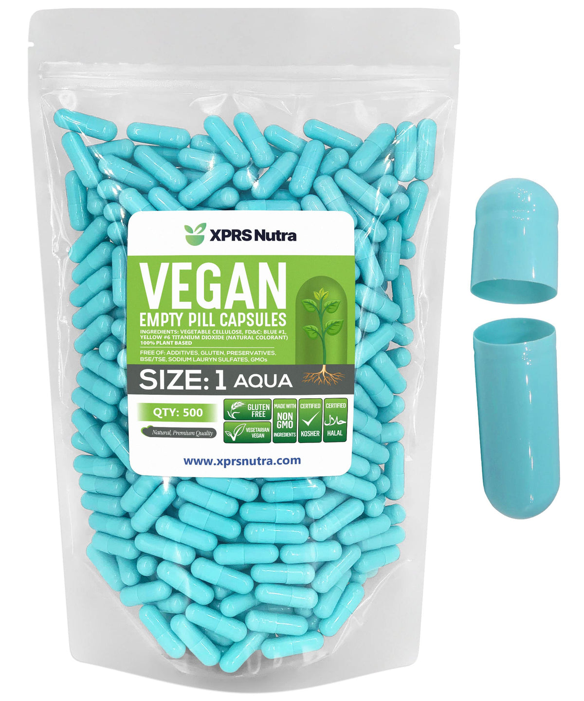 XPRS Nutra Size 1 Empty Vegetarian Capsules - 500 Count