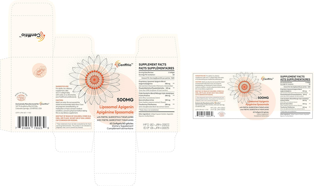 Cenffitio Liposomal apigenin 500mg Softgels - Optimal Apigenin