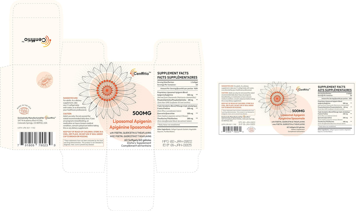 Cenffitio Liposomal apigenin 500mg Softgels - Optimal Apigenin
