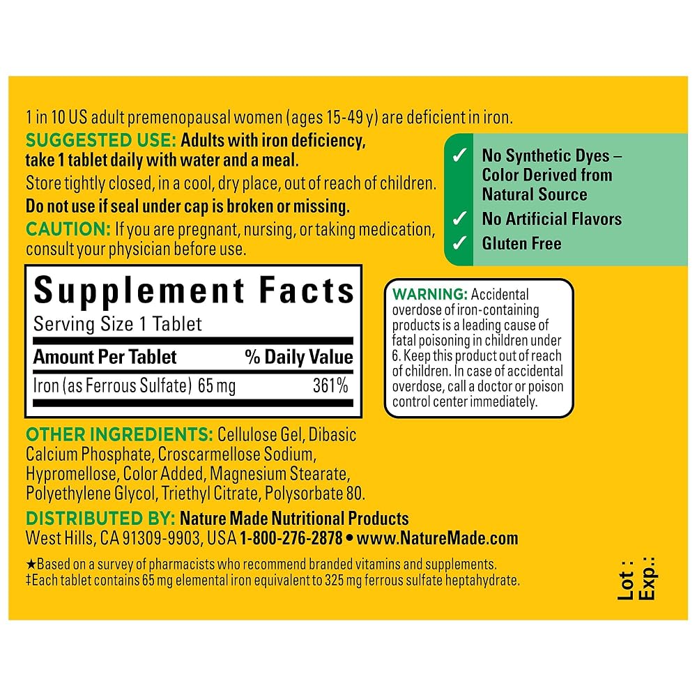 Nature Made Iron 65 mg Tablets - 180 Tablets - image 2