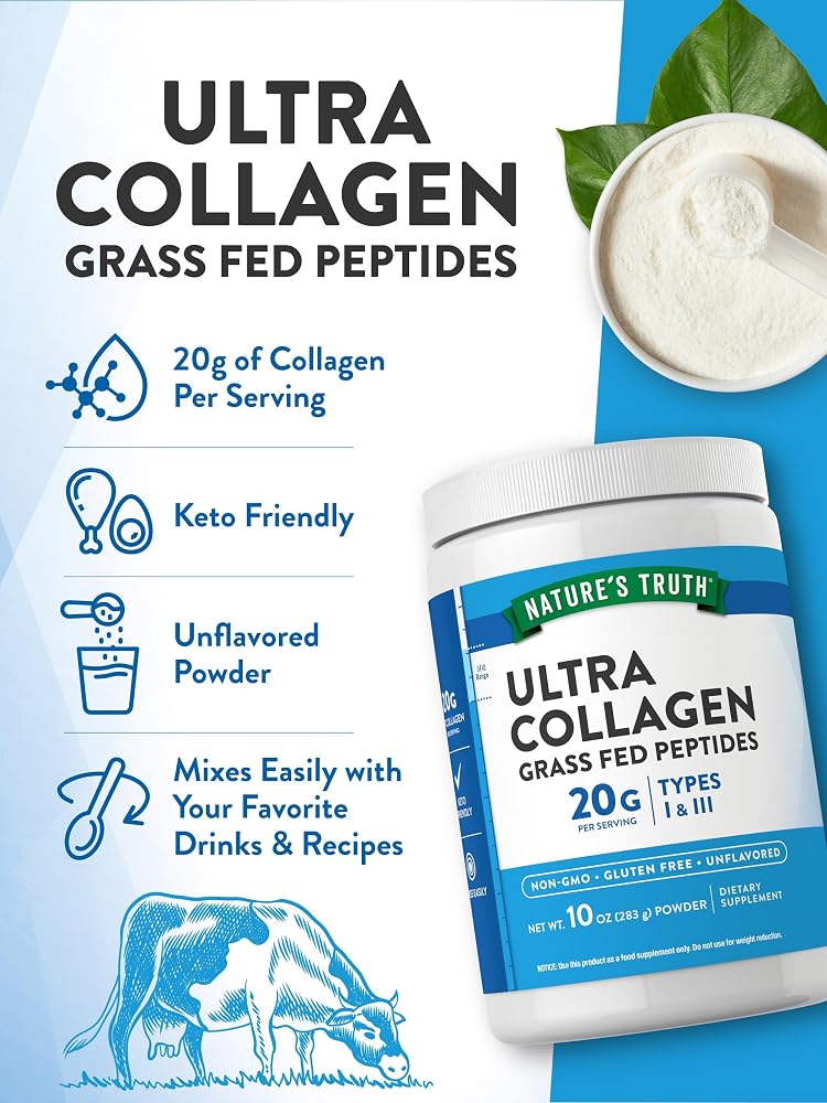 Nature's Truth Collagen Peptides Powder Unflavored Grass Fed - 10 oz - image 5