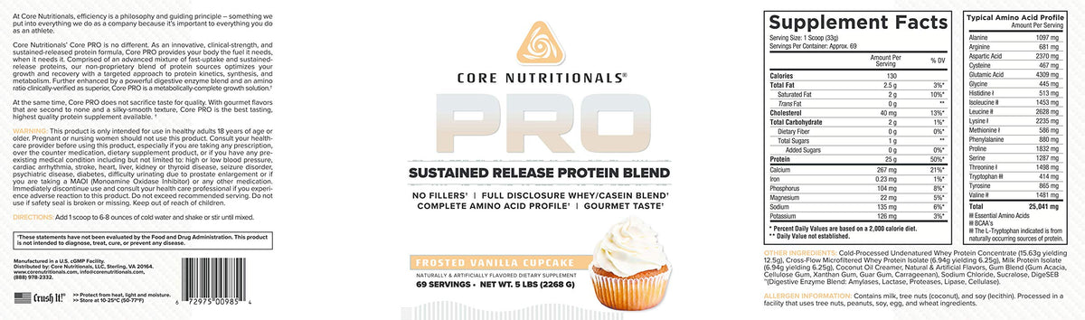 Core Nutritionals Pro Sustained Release Protein Blend - 69 Servings - image 2