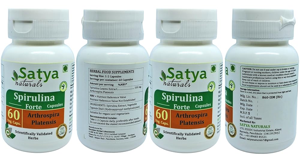 Satya Naturals Spirulina Forte Capsules 500 mg. 60 Veg. Capsule