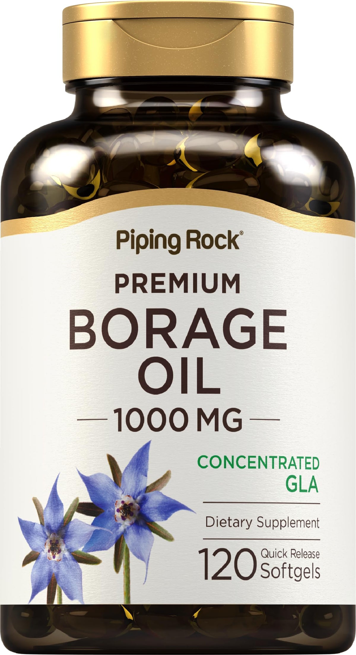 Piping Rock Borage Oil Supplement 1000mg - 120 Softgels