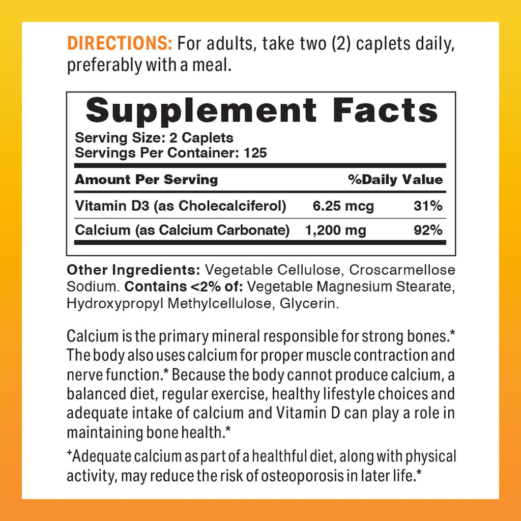 Vitamin World Calcium 600mg + Vitamin D3 - 250 Caplets - image 2
