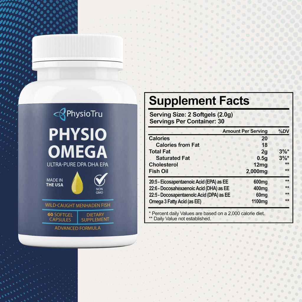 PhysioTru Physio Omega Fish Oil EPA DHA DPA - 60 Softgels - image 2