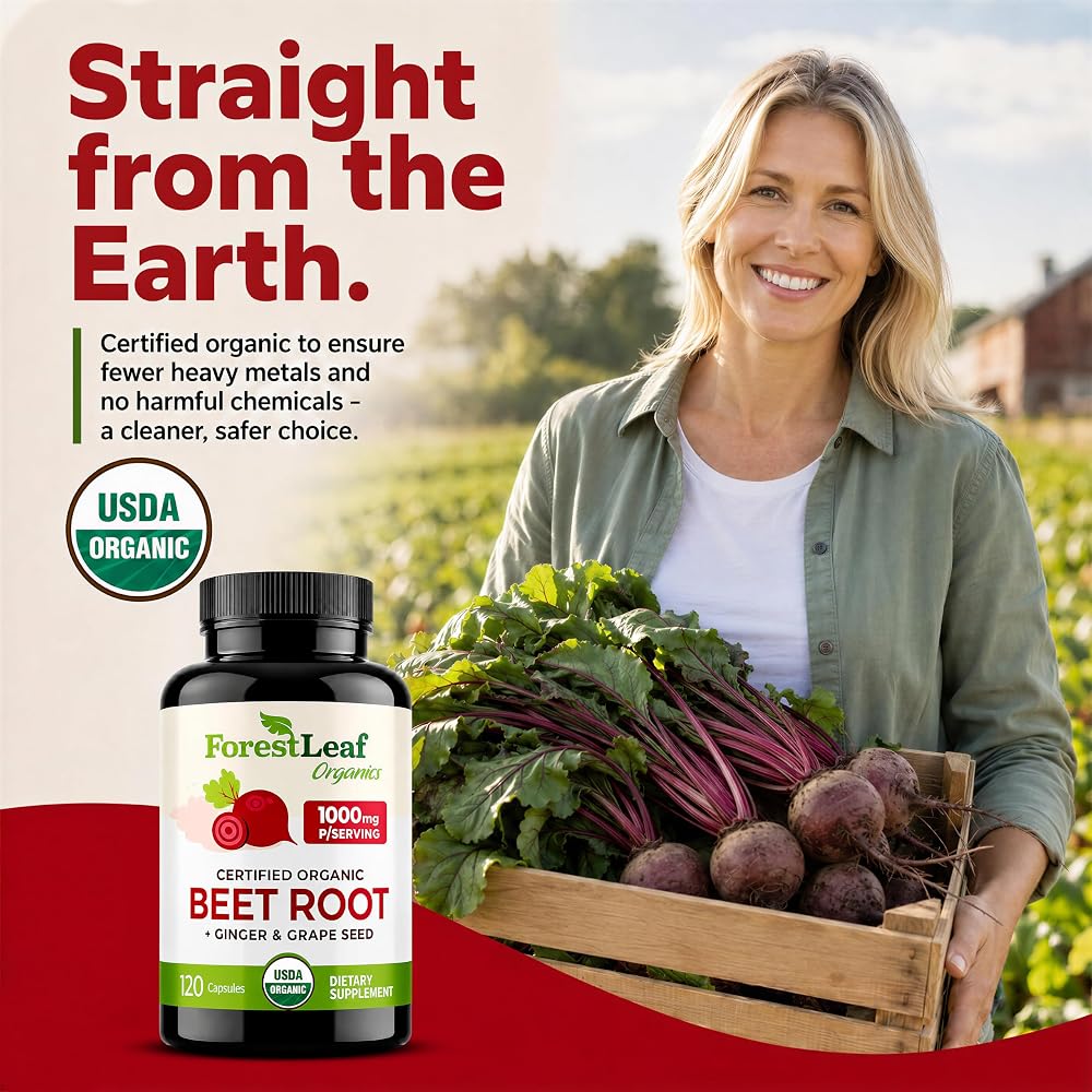 ForestLeaf USDA Organic Beet Root Capsules - Beetroot Supplement