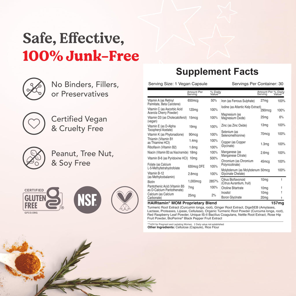 HAIRtamin MOM Prenatal & Postnatal Hair Vitamins - 30 Capsules - image 7